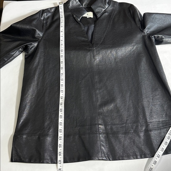 TUCKERNUCK Black Faux Leather Margot Top ~ L - Picture 10 of 14